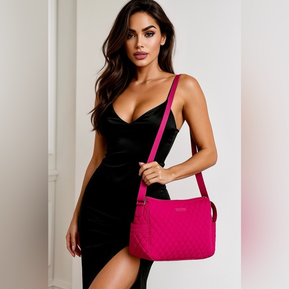 Hot Pink Quilted Crossbody Bag - Picture 2 of 9